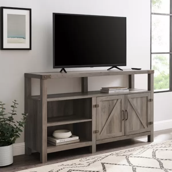 Tv Stands & Media Consoles-Kirkland's Home Highboy Barn Door Tv Stand Gray