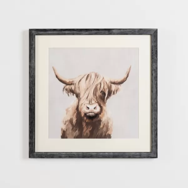 Framed Art-Kirkland's Home Highland Cow Distressed Framed Art Print Brown/Ivory