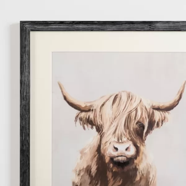 Framed Art-Kirkland's Home Highland Cow Distressed Framed Art Print Brown/Ivory