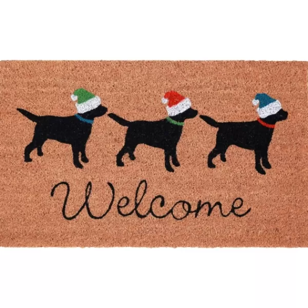 Doormats-Kirkland's Home Holiday Pups Welcome Doormat Tan/Black/Red