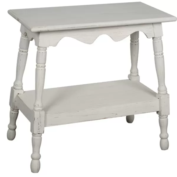 Accent & End Tables-Kirkland's Home Hollie Cream Slant Leg Scallop Edge Side Table Ivory