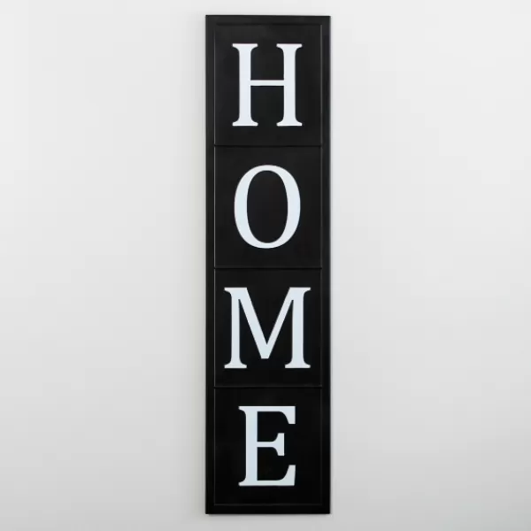 Wall Plaques-Kirkland's Home Home Black Metal Vertical Wall Plaque Black/White