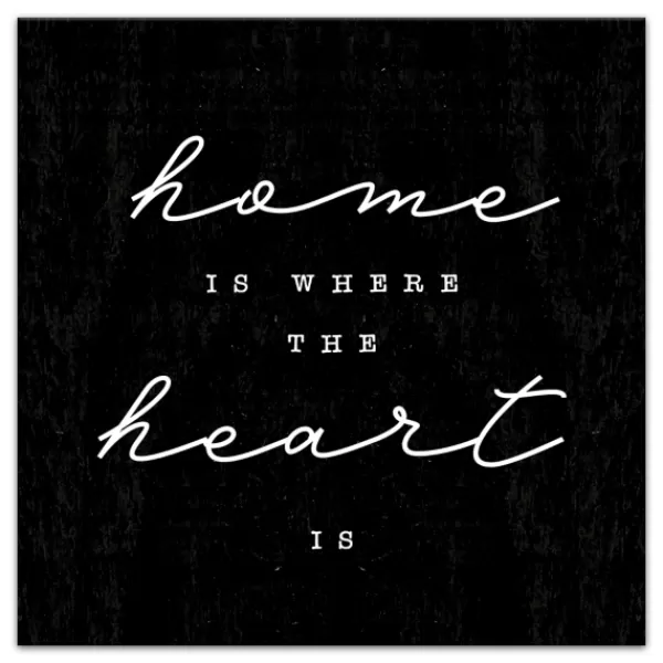 Wall Quotes & Signs-Kirkland's Home Home Is Where The Heart Is Canvas Wall Plaque Black/White