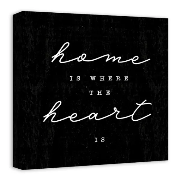 Wall Quotes & Signs-Kirkland's Home Home Is Where The Heart Is Canvas Wall Plaque Black/White