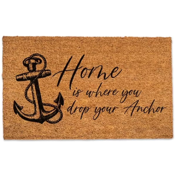 Doormats-Kirkland's Home Home Is Where You Drop Your Anchor Doormat Tan/Black