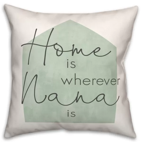 Pillows-Kirkland's Home Home Is Wherever Nana Is Sage Pillow White/Green/Black