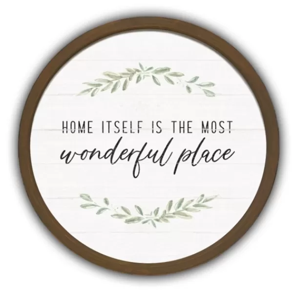 Wall Quotes & Signs-Kirkland's Home Home Is Wonderful Round Framed Plaque Brown