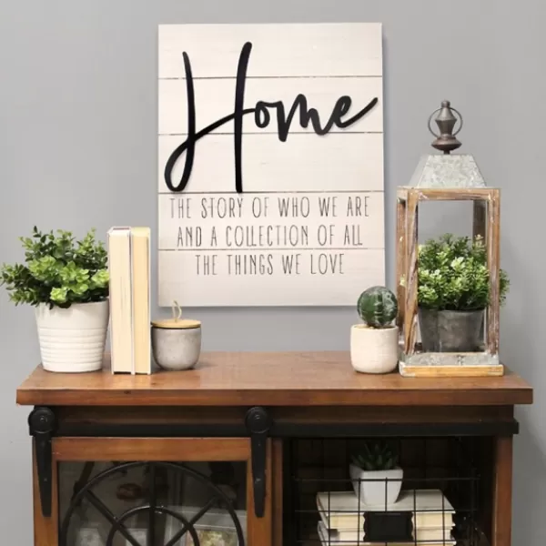 Wall Quotes & Signs-Kirkland's Home Home Metal On Shiplap Wall Plaque White/Black