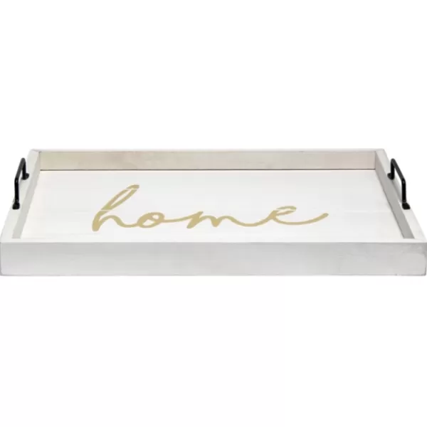 Decorative Trays-Kirkland's Home Home Wash Wood Tray White