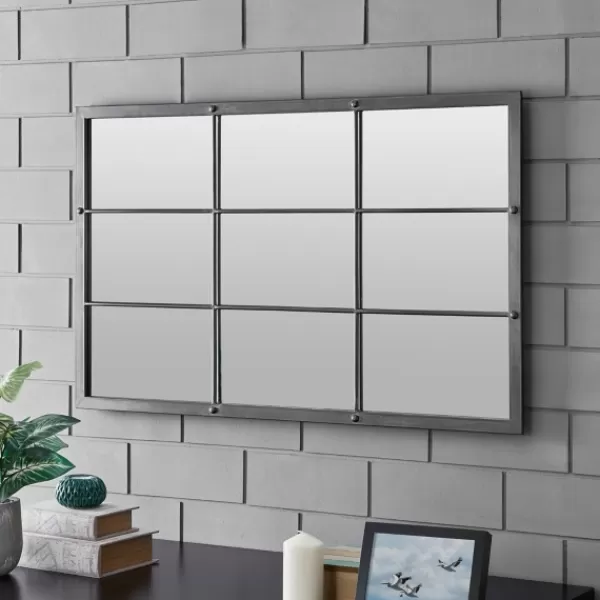 Decorative Mirrors-Kirkland's Home Homestead Manor Windowpane Mirror Gray