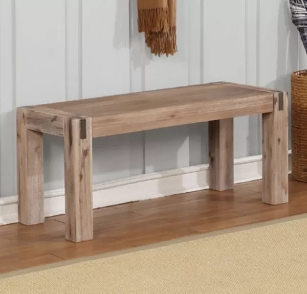 Benches & Ottomans-Kirkland's Home Honey Brushed Acacia Wood Rustic Bench Brown