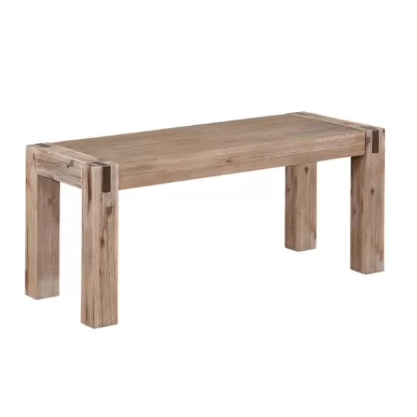 Benches & Ottomans-Kirkland's Home Honey Brushed Acacia Wood Rustic Bench Brown