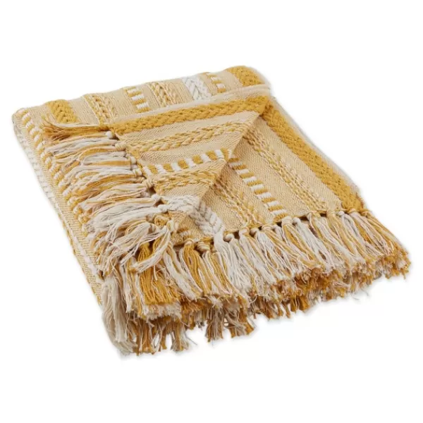 Blankets & Throws-Kirkland's Home Honey Gold Braided Fringe Throw Yellow