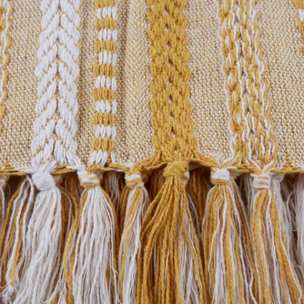 Blankets & Throws-Kirkland's Home Honey Gold Braided Fringe Throw Yellow