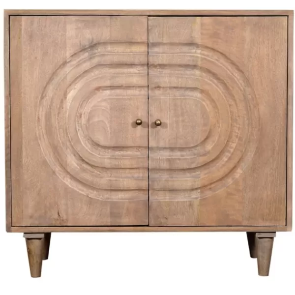 Cabinets & Sideboards-Kirkland's Home Honey Mango Wood Carved Cabinet