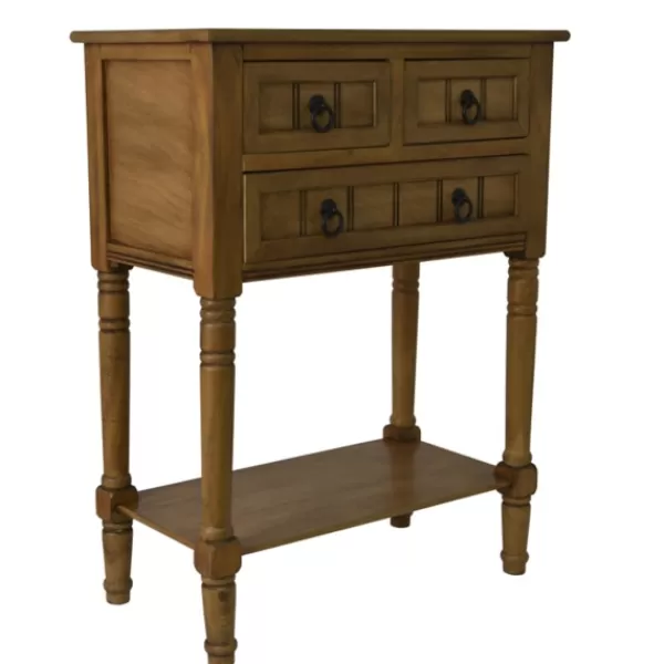 Console Tables-Kirkland's Home Honey Pine 3-Drawer Console Table Brown