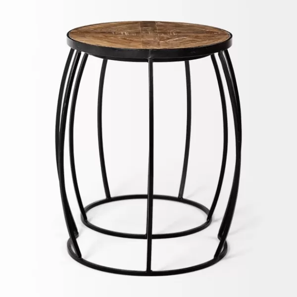 Accent & End Tables-Kirkland's Home Honey Wood And Black Metal Accent Tables, Set Of 2