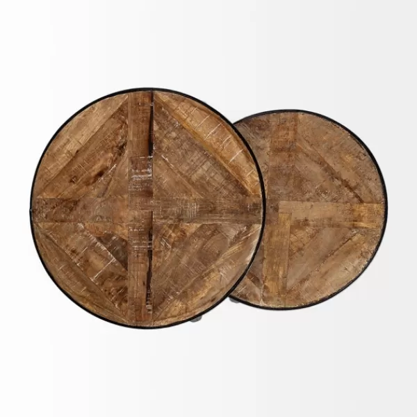 Accent & End Tables-Kirkland's Home Honey Wood And Black Metal Accent Tables, Set Of 2