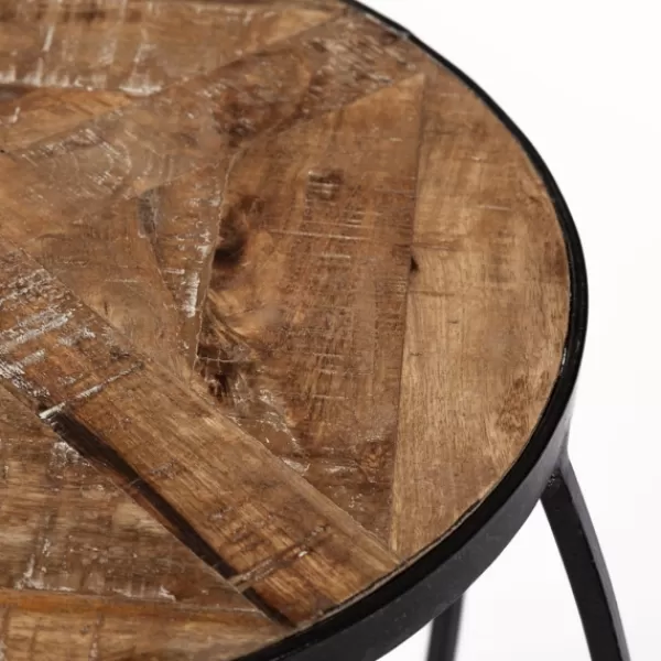 Accent & End Tables-Kirkland's Home Honey Wood And Black Metal Accent Tables, Set Of 2
