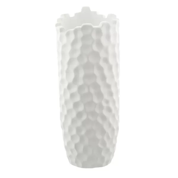 Vases-Kirkland's Home Honeycomb Asymmetrical Vase White