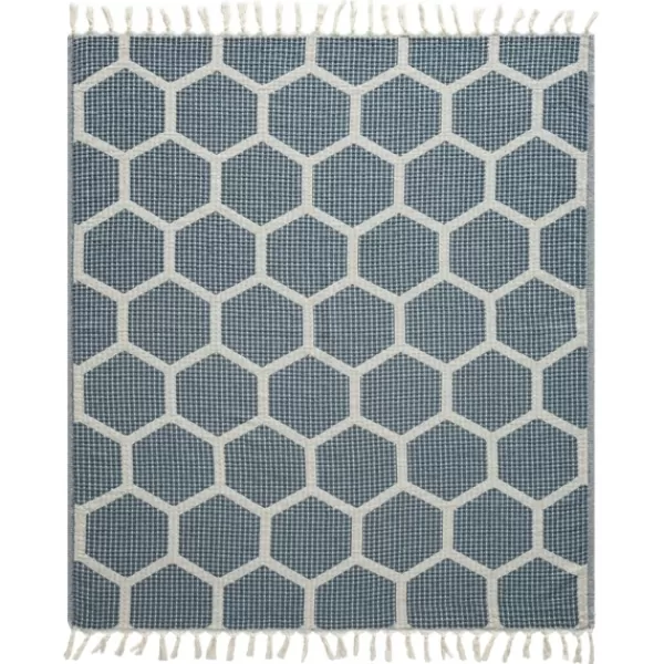 Blankets & Throws-Kirkland's Home Honeycomb Cotton Throw Blue