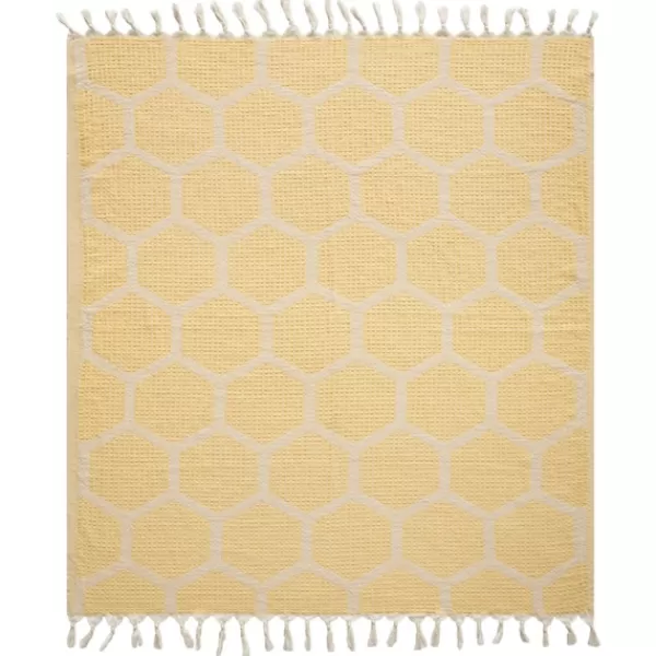 Blankets & Throws-Kirkland's Home Honeycomb Cotton Throw Yellow