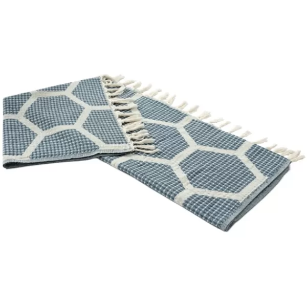 Blankets & Throws-Kirkland's Home Honeycomb Cotton Throw Blue