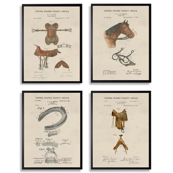 Framed Art-Kirkland's Home Horse Patents Framed Art Prints, Set Of 4 Brown/Multi