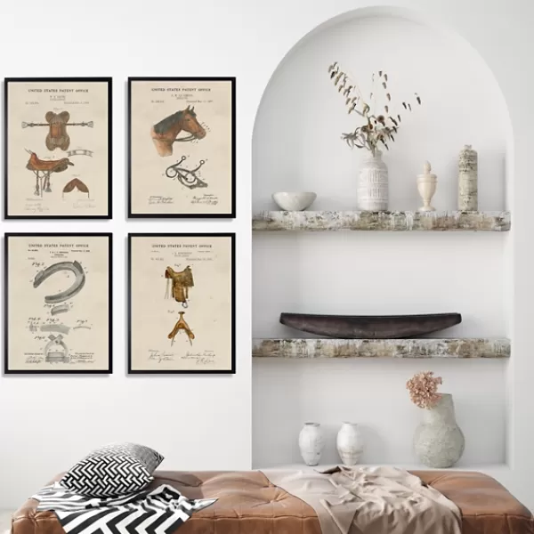 Framed Art-Kirkland's Home Horse Patents Framed Art Prints, Set Of 4 Brown/Multi