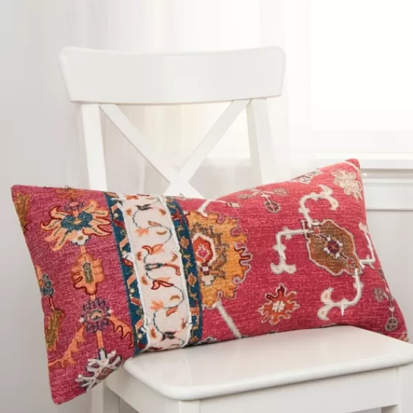 Pillows-Kirkland's Home Hot Pink Vintage Rug Lumbar Pillow Pink/Orange
