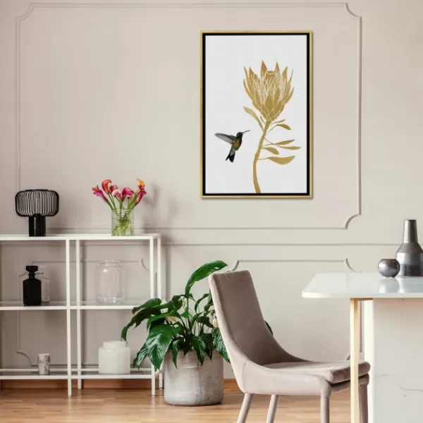 Framed Art-Kirkland's Home Hummingbird Soaring Canvas Framed Art White/Black/Gold