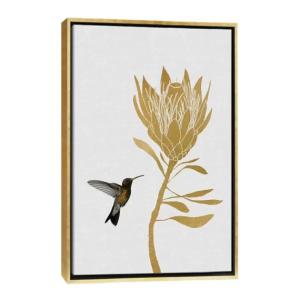 Framed Art-Kirkland's Home Hummingbird Soaring Canvas Framed Art White/Black/Gold