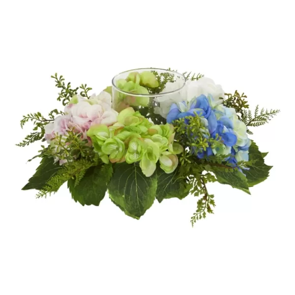 Arrangements & Greenery-Kirkland's Home Hydrangea Candle Centerpiece Pink/Blue