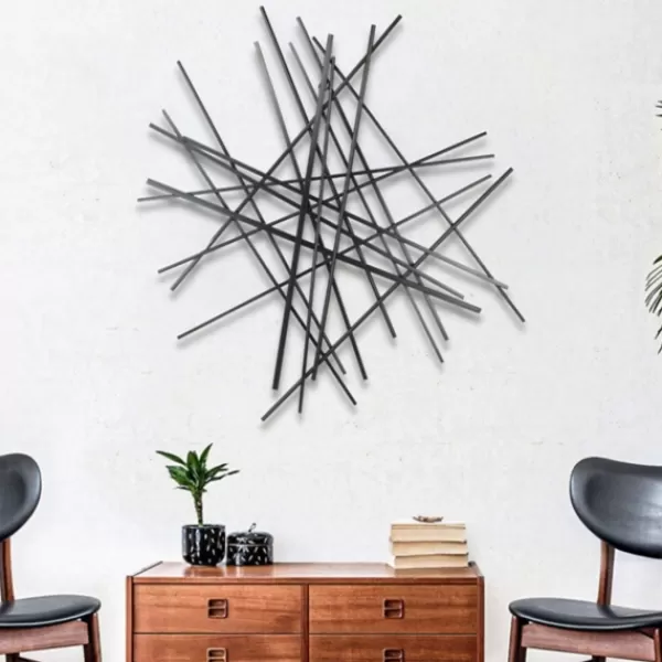 Wall Plaques-Kirkland's Home Icilio Abstract Linear Wall Plaque Black