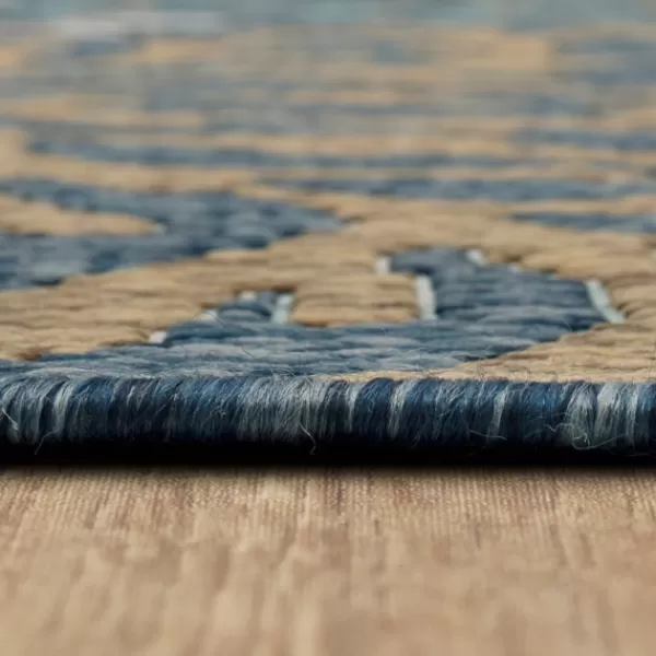 Outdoor Rugs-Kirkland's Home Ikat Coral Sea Blue Outdoor Area Rug, 5X7 White/Yellow/Blue