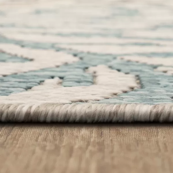 Outdoor Rugs-Kirkland's Home Ikat Coral White Sand Outdoor Area Rug, 5X7 White/Tan/Blue