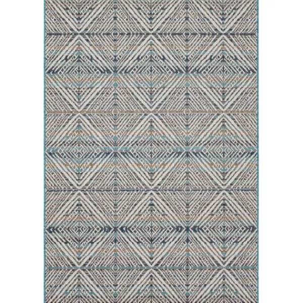 Outdoor Rugs-Kirkland's Home Ikat Diamond Indigo Outdoor Area Rug, 5X7 Blue/White/Tan