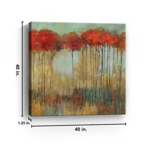Canvas Art-Kirkland's Home In The Middle Of A Forest Giclee Canvas Art Print Red/White/Green/Gray