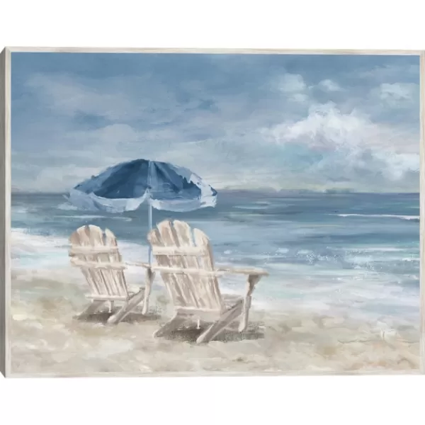 Framed Art-Kirkland's Home In Waiting Framed Canvas Art Print Blue/Ivory/White