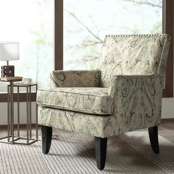 Accent Chairs-Kirkland's Home Indigo And Yellow Floral Upholstered Accent Chair Blue/Yellow/Multi