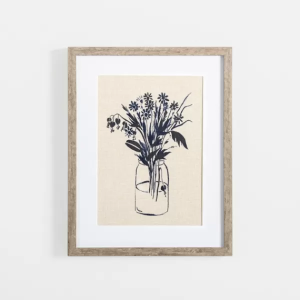 Framed Art-Kirkland's Home Indigo Floral Vase Ii Framed Art Print Blue