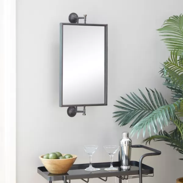 Decorative Mirrors-Kirkland's Home Industrial Distressed Iron Mount Mirror Gray