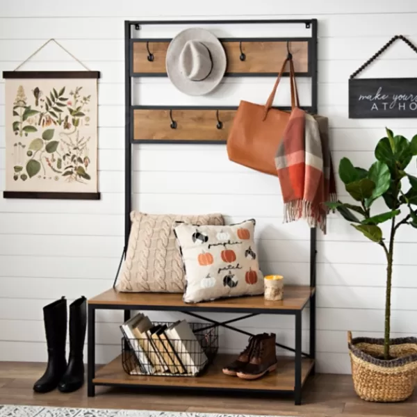 Entryway Furniture-Kirkland's Home Industrial Metal And Barnwood Hall Tree