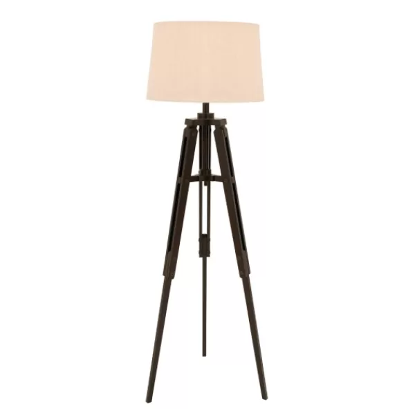 Floor Lamps-Kirkland's Home Industrial Tripod Wooden Floor Lamp Ivory