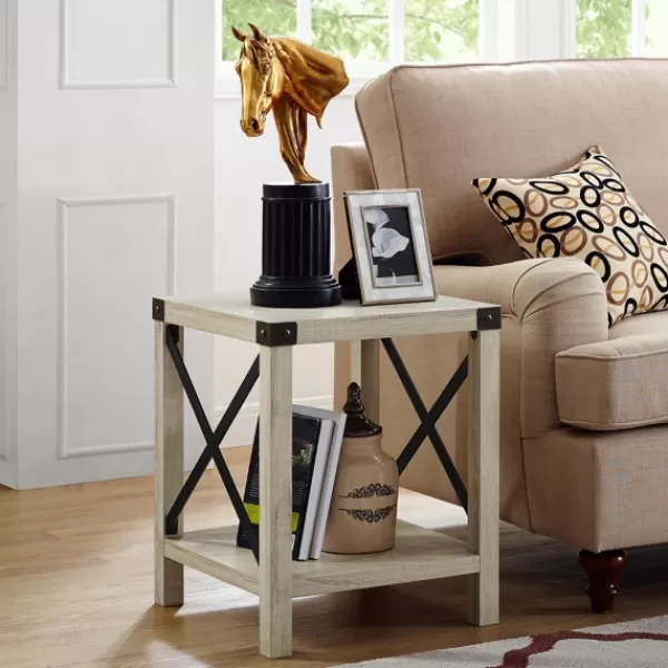 Accent & End Tables-Kirkland's Home Industrial X-Frame Accent Table White