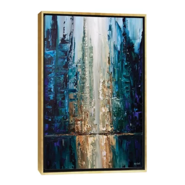 Framed Art-Kirkland's Home Infinite Reflection Abstract Canvas Framed Art Gold/Black/Blue