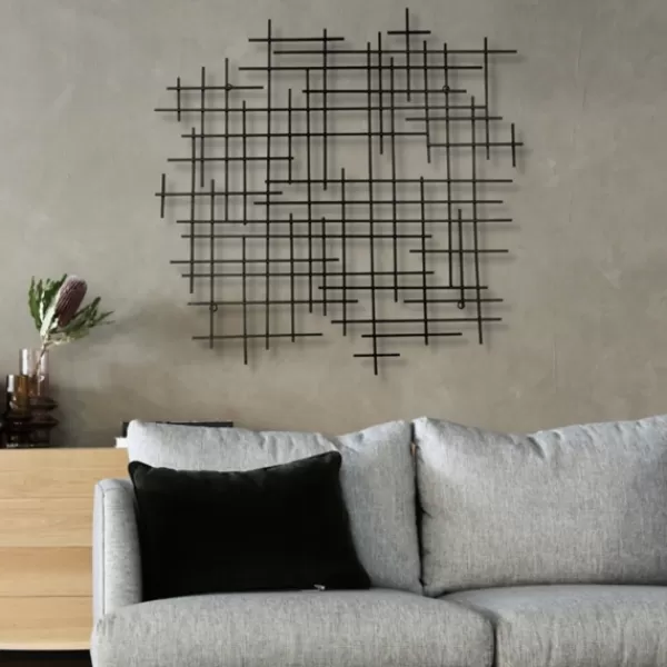 Wall Plaques-Kirkland's Home Inigo Abstract Linear I Wall Plaque Black