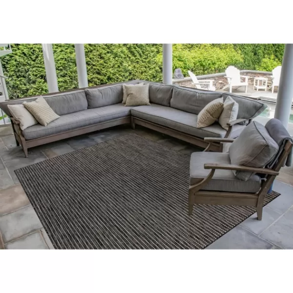 Outdoor Rugs-Kirkland's Home Intertwined Santal Outdoor Area Rug, 6X9 Black