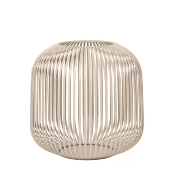 Lanterns-Kirkland's Home Irma Beige Steel Large Open Rods Lantern Tan