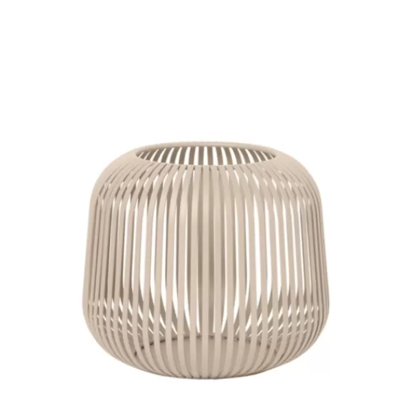 Lanterns-Kirkland's Home Irma Beige Steel Medium Open Rods Lantern Tan